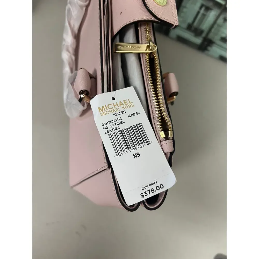 Michael Kors Kellen Pink Saffiano Leather Satchel 35H7GSOT2L Crossbody Bag